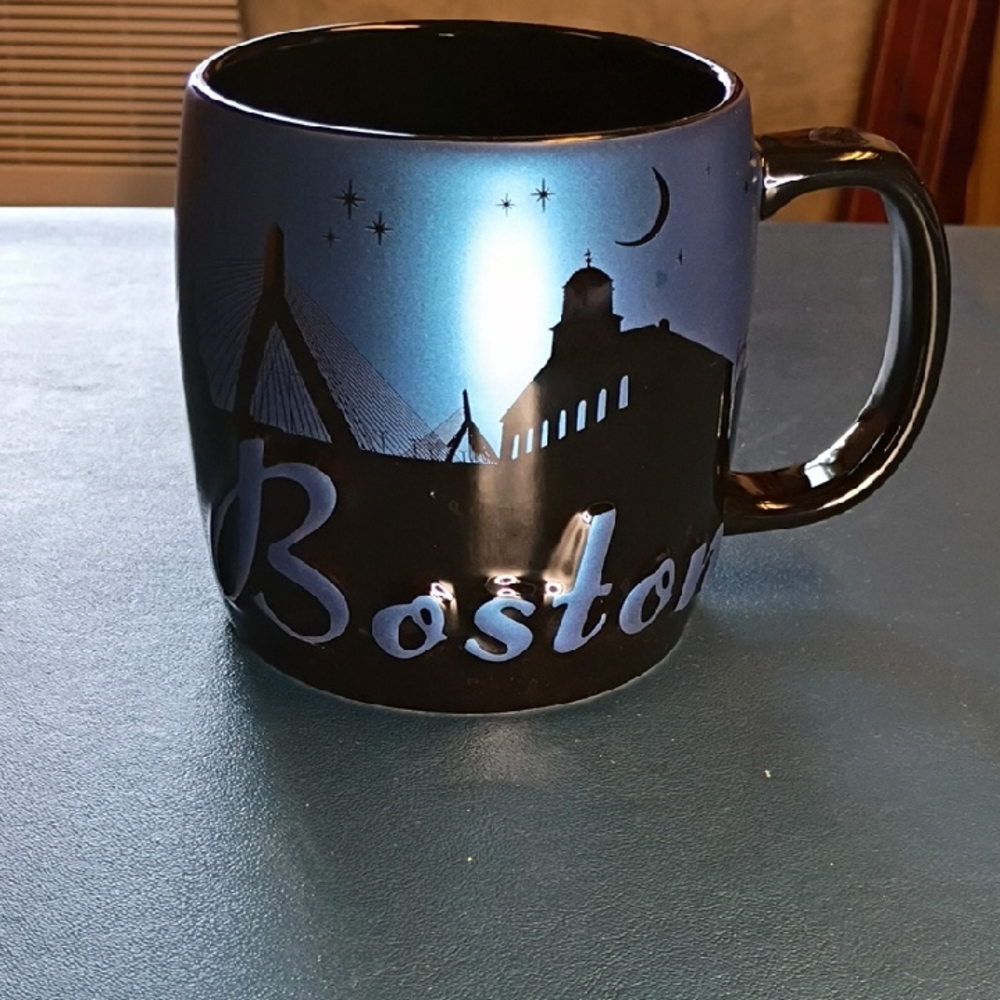 Boston Skyline Black and Blue Mug